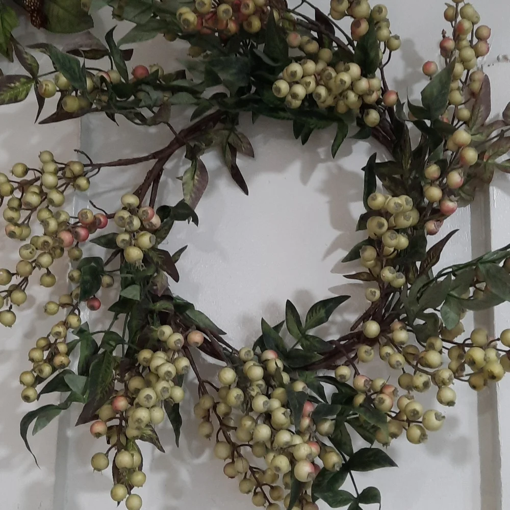 Wreath Rose Hip Clusters Leaves Spring Summer Everyday Home Door Wall Decor